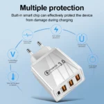48W 3USB Fast Charger Type C QC 3.0 Portable Wall Charger PD Fast Charge EU/US Plug For Samsung Huawei Xiaomi Phone Wall Adapter - Image 5