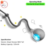 iLMH 1/2 PCS Cat Interactive Ball Toy Automatic Rolling Ball Faux Tail Rechargeable Smart Pet Electric Toy Pet Toy Imitate Mouse - Image 27