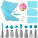 Silicone Piping Bags and Tips Set Cake DIY Decorating Kit with Stainless Steel Nozzle Reusable Silicone Pastry Baking tool - Image 10