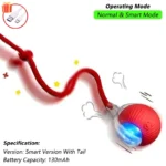 iLMH 1/2 PCS Cat Interactive Ball Toy Automatic Rolling Ball Faux Tail Rechargeable Smart Pet Electric Toy Pet Toy Imitate Mouse - Image 25