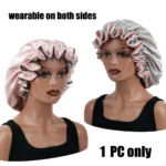 1Pc Double-Layered Minimalist Hair Bonnet Satin Bonnet Sleep Caps Can Be Worn on Both Sides Versatile Cap for Men/Women - Image 8