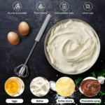 Stainless Steel Egg Beater Durable Semi-Automatic Mixer for Effortless Egg Cream Mixing Stirring and Beating for Kitchen Baking - Image 4