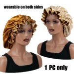 1Pc Double-Layered Minimalist Hair Bonnet Satin Bonnet Sleep Caps Can Be Worn on Both Sides Versatile Cap for Men/Women - Image 14