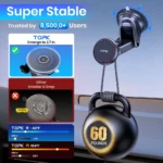 TOPK Magnetic Car Phone Mount, N52 Strong Magnet Dashboard Windshield Suction Cup Car Phone Holder Adjustable Telescopic Arm - Image 2
