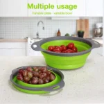 Silicone Folding Drain Basket Fruit Vegetable Washing Basket Foldable Strainer Colander Collapsible Drainer Kitchen Storage Tool - Image 3