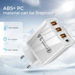 48W 3USB Fast Charger Type C QC 3.0 Portable Wall Charger PD Fast Charge EU/US Plug For Samsung Huawei Xiaomi Phone Wall Adapter - Image 3