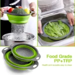 Silicone Folding Drain Basket Fruit Vegetable Washing Basket Foldable Strainer Colander Collapsible Drainer Kitchen Storage Tool - Image 2