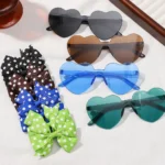 3Pcs/Pack Solid Dot Hair Bows Clip Girls Boutique Bowknot Hair Clips Kids Colorful Heart Sun Glasses Children Hair Accessories - Image 4