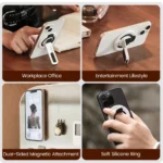 3-in-1 Magnetic Finger Ring Holder Rotate Double-Sided Magnetic Phone Stand for iPhone 17 16 15 14 13 12 MagSafe - Image 3