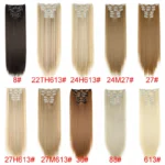 Synthetic 24Inch 16 Clips in Hair Extensions Long Straight Hairstyle Blonde Black Hairpieces Heat Resistant False Hair Daily Use - Image 2