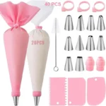 Silicone Piping Bags and Tips Set Cake DIY Decorating Kit with Stainless Steel Nozzle Reusable Silicone Pastry Baking tool - Image 7
