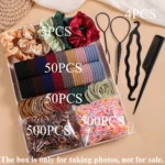 1109pcs Women Dark Hair Accessories Set Elastic Seamless Ponytail Scrunchies Small Rubber Bands Fashion Hair Ties Headbands - Image 15