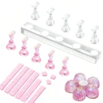 Nail Stand Set for Press On Nail Display Practice Art Magnetic Fake Nail Holder for Painting NailsStand with Reusable Putty Clay