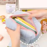 Solid Fur Cosmetic Storage Bag Large Women Zipper Makeup Organizer Handbag Stationery Pencil Case Travel Make Up Toiletry Punch - Image 4