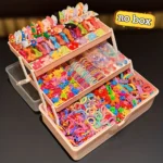 555pcs Girls Hair Accessories Set Colorful Butterfly Fashion Hair Clips Ties Elastic Bands for Daily Ponytail Fixation - Image 4