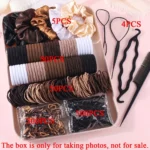 1109pcs Women Dark Hair Accessories Set Elastic Seamless Ponytail Scrunchies Small Rubber Bands Fashion Hair Ties Headbands - Image 6