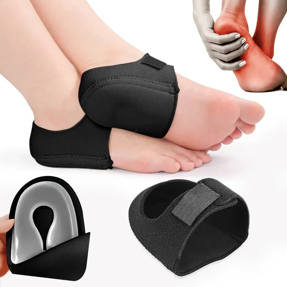 S9f7de551768f43a68ee559130d630b3b4.webp Plantar Fasciitis Heel Spur Foot Support With U-Shaped Silicone Gel Heel Cups for Heel Pain Relief Insoles for Man Woman Walking - Image 1