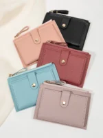 Minimalist and Fashionable Women's Short Card Bag Ultra-Thin Mini PU Leather Zero Wallet Women's Credit Card Holder Wallet - Image 6