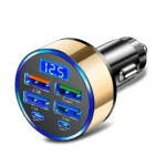 6-in-1 Fast Charging Car Adapter 3.1A Dual Type-C Digital Display Smartphones Tablets Power Banks Black Portable Charger - Image 4
