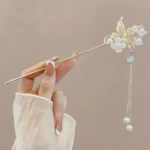 1/6pcs Elegant Chinese Style Tassel Hair Stick Traditional Floral Design Hairstyle Accessory Women Jewelry Hairpin Hairneedle - Image 3