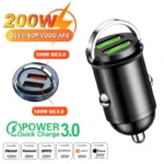 100W/200W QC3.0 PD Mini Car Charger 12-24V Lighter Fast Charging Car USB Type C Charger for Xiaomi Samsung Huawei iPhone Power - Image 9