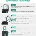 1pc Combination Lock Resettable 4 Digit Padlock with Combination Waterproof and Heavy Duty Combination Padlock Outdoor - Image 4