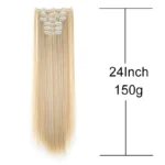 Synthetic 24Inch 16 Clips in Hair Extensions Long Straight Hairstyle Blonde Black Hairpieces Heat Resistant False Hair Daily Use - Image 4