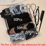 1109pcs Women Dark Hair Accessories Set Elastic Seamless Ponytail Scrunchies Small Rubber Bands Fashion Hair Ties Headbands - Image 7