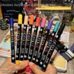 Professional Art Use 48-Color Acrylic Paint Markers, Dual-Tip Fine and Brush Tip Pens, Suitable for Stone, Wood, Calligraphy - Image 5