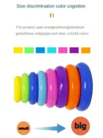 Yellow Duck Rainbow Tower Stacked Circle Toy Plastic Rainbow Circle Toy Circle Toss Toy Interactive Game Birthday Gifts - Image 4