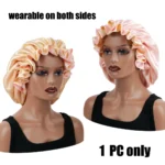 1Pc Double-Layered Minimalist Hair Bonnet Satin Bonnet Sleep Caps Can Be Worn on Both Sides Versatile Cap for Men/Women - Image 12