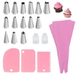Silicone Piping Bags and Tips Set Cake DIY Decorating Kit with Stainless Steel Nozzle Reusable Silicone Pastry Baking tool - Image 12