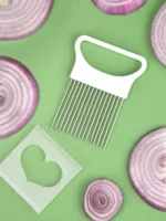 Effortlessly Slice Onions with this 1pc Colorful Onion Slicer Kitchen stainless steel potato chip onion holder - Image 4