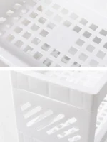 1PC PP Desktop Double Layer Storage Rack Rectangular White Organizing Student Desk Office Cosmetics Stationery - Image 5