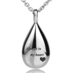 Teardrop Ashes Necklace Keepsake Urn Pendant Simple Elegant Cremation Memorial Jewelry -Always in my heart - Image 6
