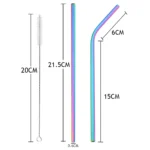 Colorful Reusable Drinking Straw Metal Straws 304 Stainless Steel Straws Set with Brush Bar Cocktail Straw for Glasses Drinkware - Image 6
