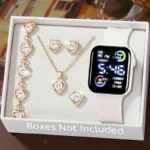 6-Piece Set of Fashion Electronic Watch Necklace Earrings Ring Set for Teenagers Boys and Girls, the Best Choice for Friend - Image 3