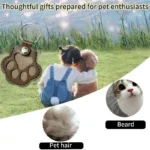 Leather Memorial Pet Hair Storage Bag Cat Paw Keychain DIY Homemade Pet Memorial Keychain for Commemorative Gift Bag Wallet - Image 2