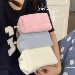 Solid Fur Cosmetic Storage Bag Large Women Zipper Makeup Organizer Handbag Stationery Pencil Case Travel Make Up Toiletry Punch - Image 3