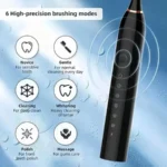 Electric Ultrasonic Toothbrush Six Speed Mode Home Soft Hair USB Charging Waterproof Adult Tooth Cleaner Automatic Couple Set- - Image 2