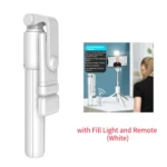 Portable Bluetooth Selfie Stick Tripod Holder with Remote Shutter Fill Light Extendable Wireless Remote Retractable Phone Stand - Image 8