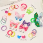 555pcs Girls Hair Accessories Set Colorful Butterfly Fashion Hair Clips Ties Elastic Bands for Daily Ponytail Fixation - Image 5