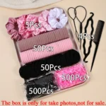 1109pcs Women Dark Hair Accessories Set Elastic Seamless Ponytail Scrunchies Small Rubber Bands Fashion Hair Ties Headbands - Image 9