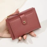 Minimalist and Fashionable Women's Short Card Bag Ultra-Thin Mini PU Leather Zero Wallet Women's Credit Card Holder Wallet - Image 3