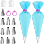 Silicone Piping Bags and Tips Set Cake DIY Decorating Kit with Stainless Steel Nozzle Reusable Silicone Pastry Baking tool - Image 14