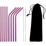 Colorful Reusable Drinking Straw Metal Straws 304 Stainless Steel Straws Set with Brush Bar Cocktail Straw for Glasses Drinkware - Image 8