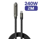 240W 2-in-1 Type C to USB C Fast Charging Data Cable Foldable Phone Holder Type C Fast Charging cabo For iPhone 17 Black/Orange - Image 12