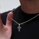 Casual Hollow Cross Necklaces for Men Boys,Waterproof Stainless Steel Cross Pendant Necklace,Religious Faith Prayer Jewelry Gift - Image 3