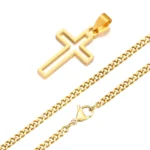 Casual Hollow Cross Necklaces for Men Boys,Waterproof Stainless Steel Cross Pendant Necklace,Religious Faith Prayer Jewelry Gift - Image 9