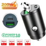 100W/200W QC3.0 PD Mini Car Charger 12-24V Lighter Fast Charging Car USB Type C Charger for Xiaomi Samsung Huawei iPhone Power - Image 8